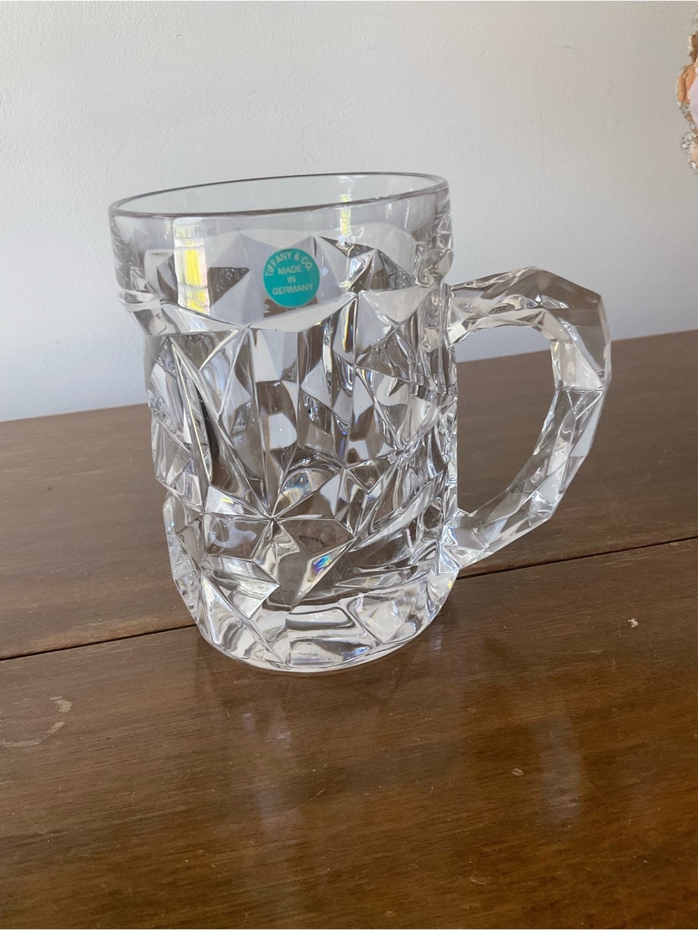 Tiffany & Co. authentic rock cut faceted lead crystal beer stein, new with label